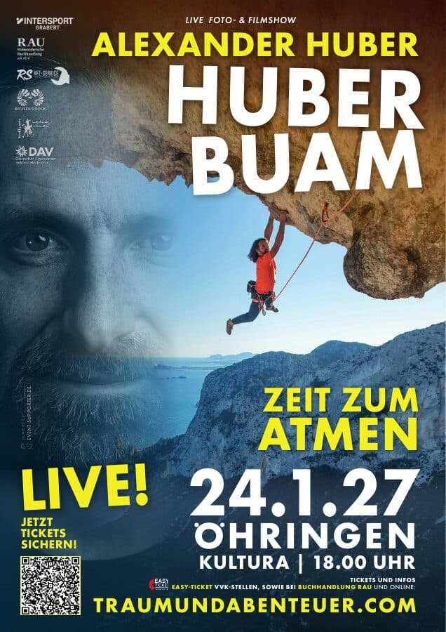 Plakat: Alexander Huber, Huberbuam, Zeit zum Atmen, 24.1.27 Öhringen